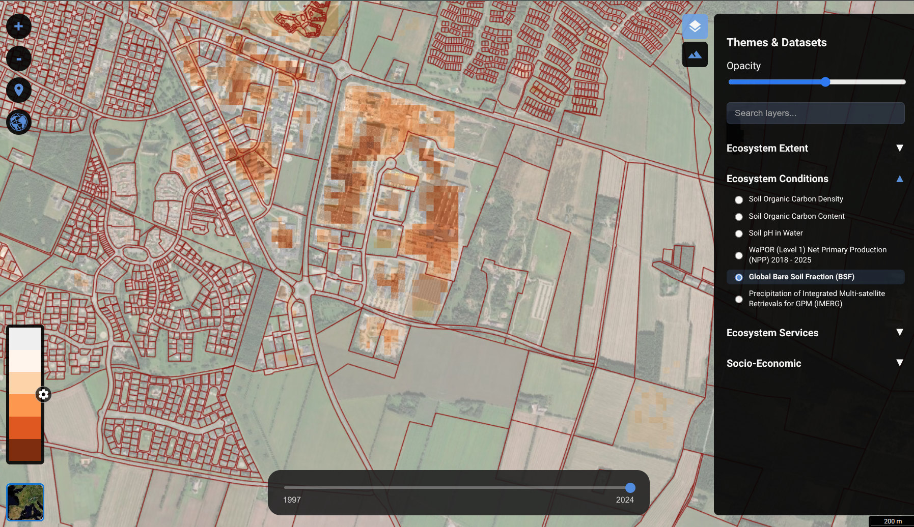 Preview of the cadastral data for Denmark.